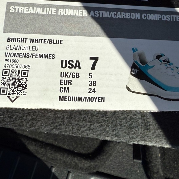 CAT CATERPILLAR STREAMLINE RUNNER CCT  BRIGHT EH WHITE & BLUE SNEAKERS SIZE 7 - Picture 6 of 6